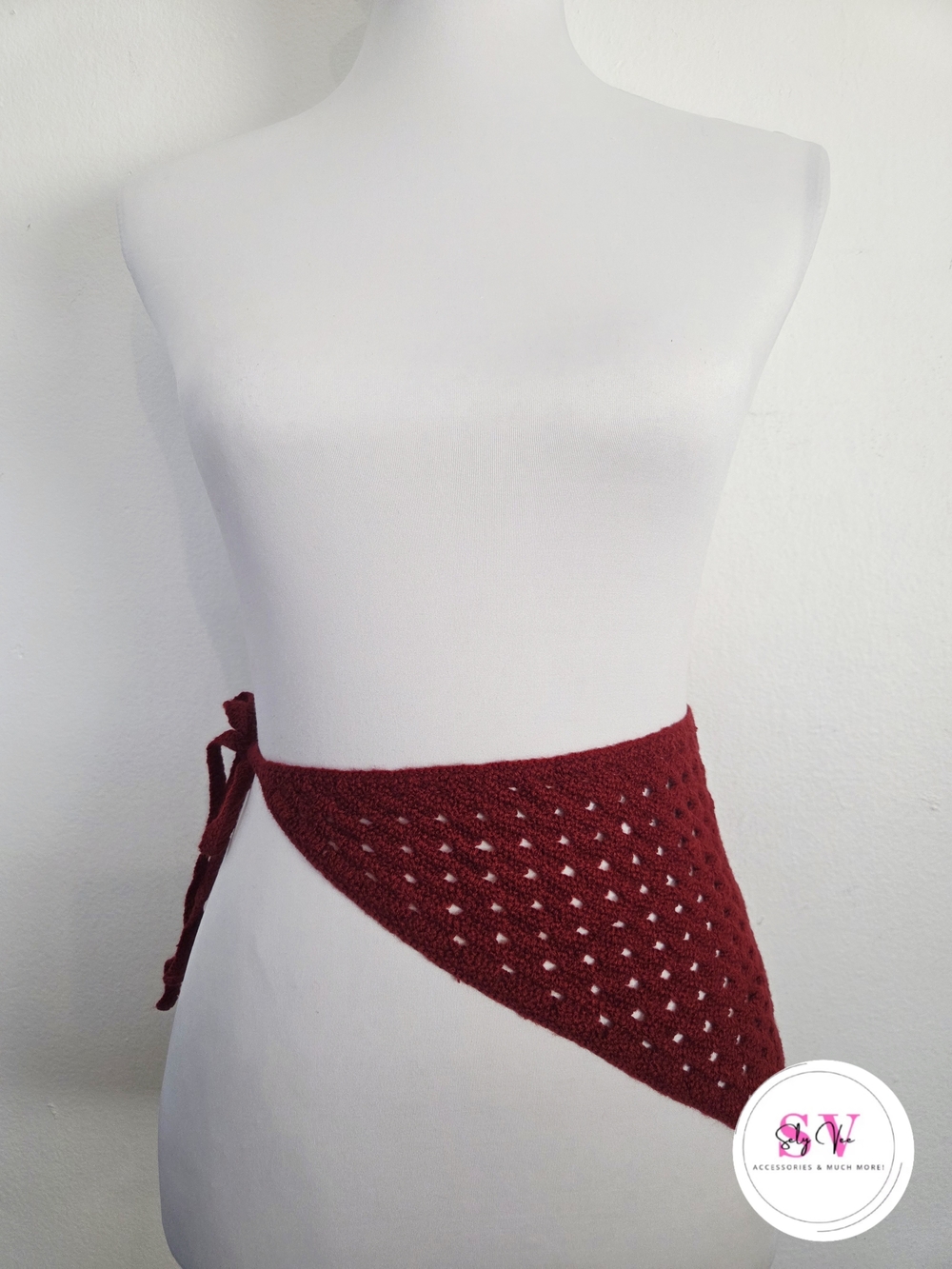 Crochet Burgundy Waist Tie Belt
